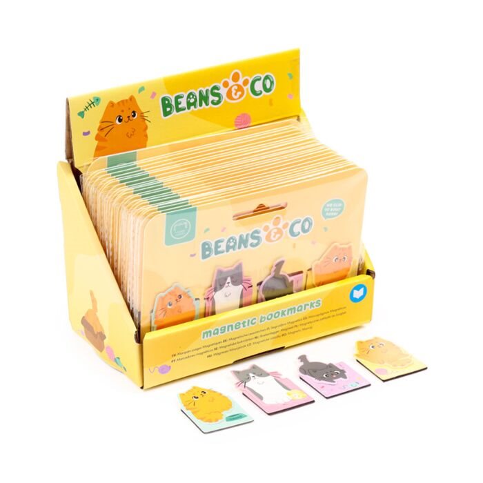 Magnetiskt Bokmärkesset med 4 bokmärken Beans & Co Cats Katt - Display med 24 st