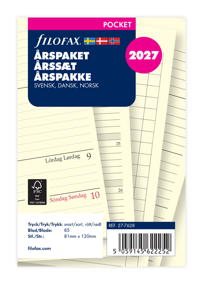 Filofax - Pocket Refill 2027 Årspaket
