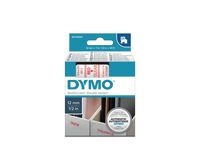 Tape DYMO D1 12mm röd på klar