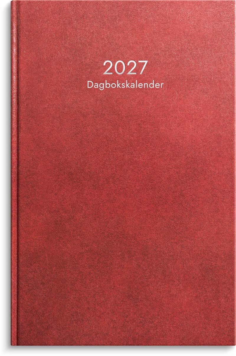 Dagbokskalender 2027 rött konstläder
