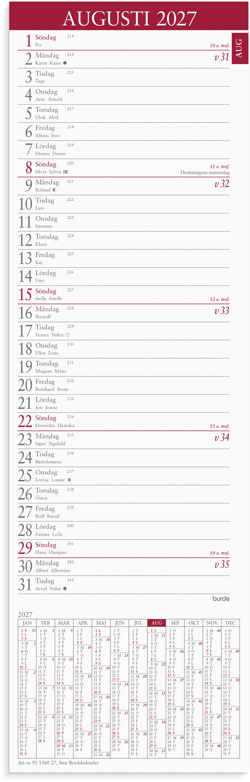 Stor Bordskalender 2027