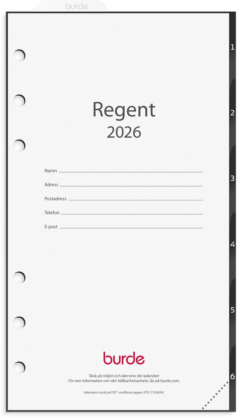 Kalender 2026 Regent grundsats