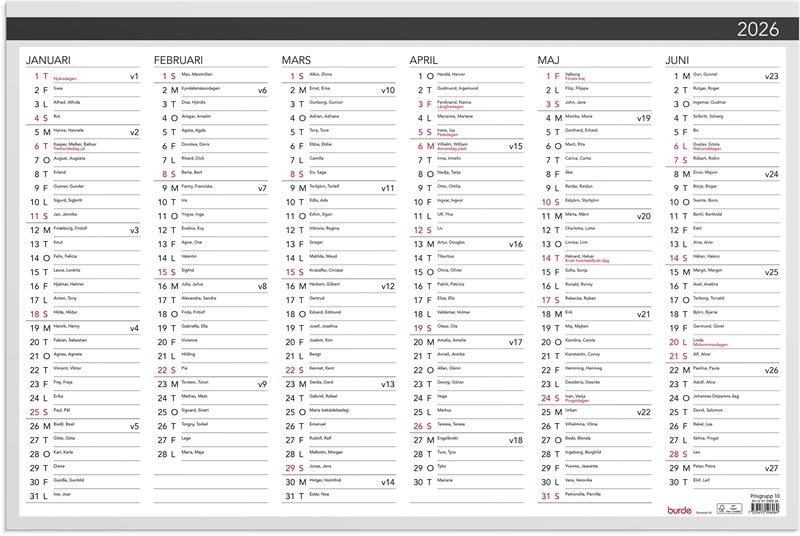 Väggkalender 2026 Väggblad Elegant 600x400mm