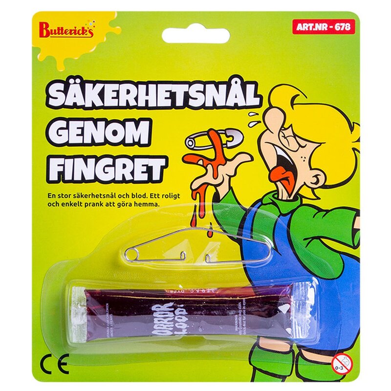 Säkerhetsnål genom fingret  - Buttericks