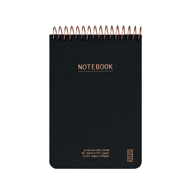 KOZO Anteckningsbok A6 Linjerad Premium Black