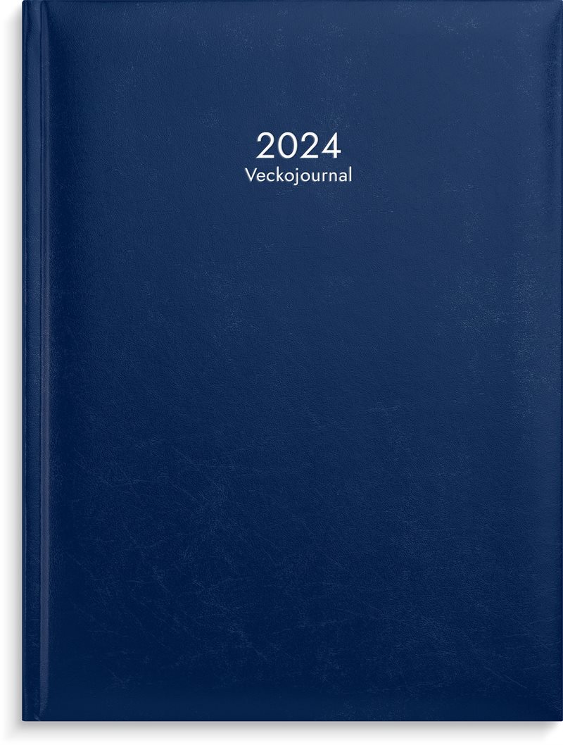 Kalender 2024 Veckojournal blått konstläder