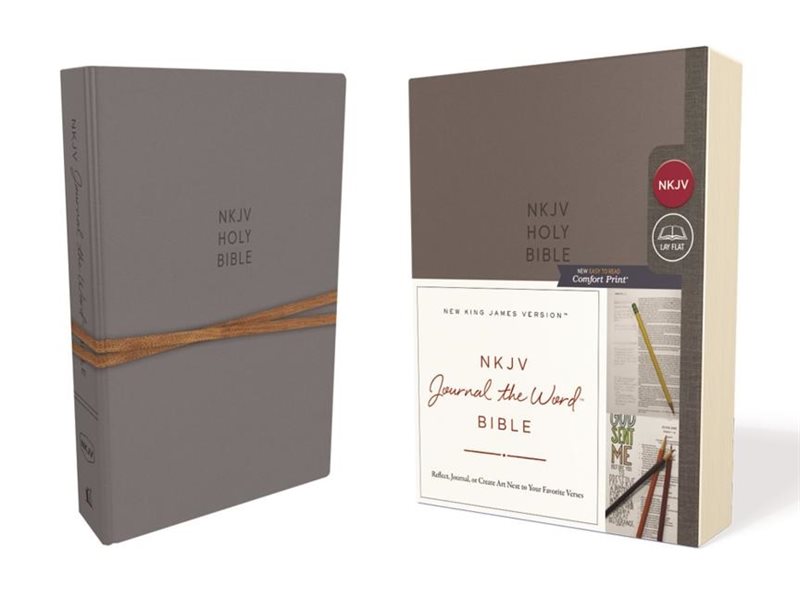 Nkjv, journal the word bible, cloth over board, gray, red letter edition, c