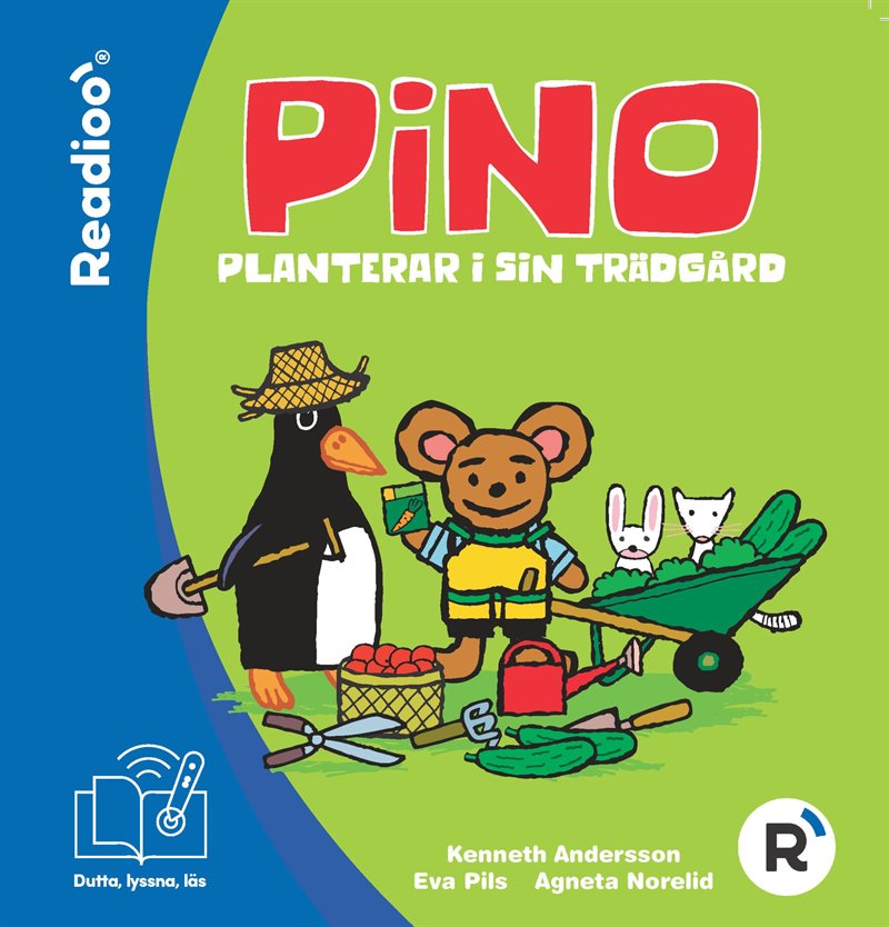 Pino planterar i sin trädgård 