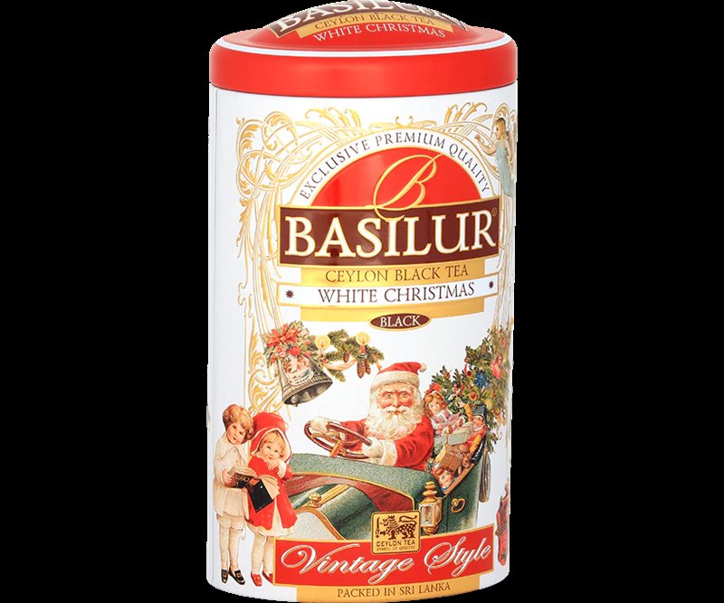 Te i metallburk Vintagestyle White Chrismas