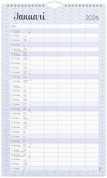 Familjekalender 2026 Pastell stickers