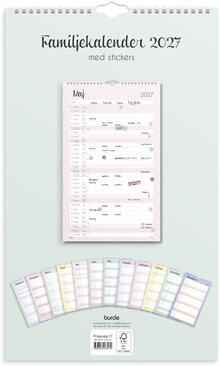 Familjekalender Pastell 2027 stickers