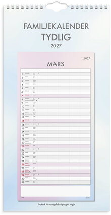 Familjekalender 2027 Tydlig