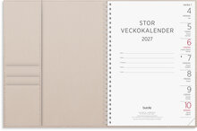Stor Veckokalender 2027 beige konstläder